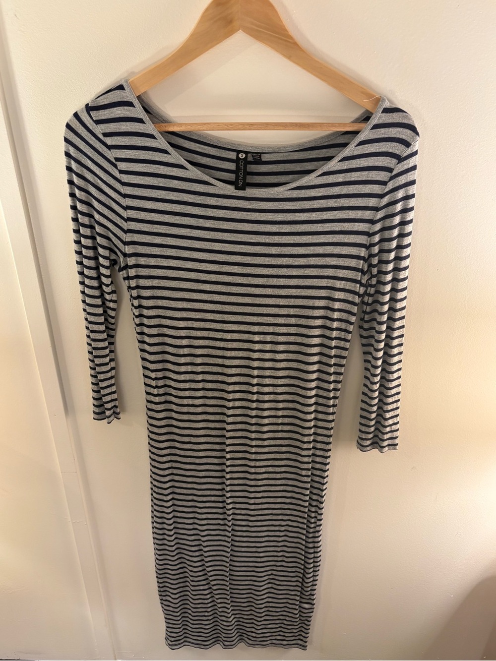 Striped Grey & Black Midi Bodycon Dress